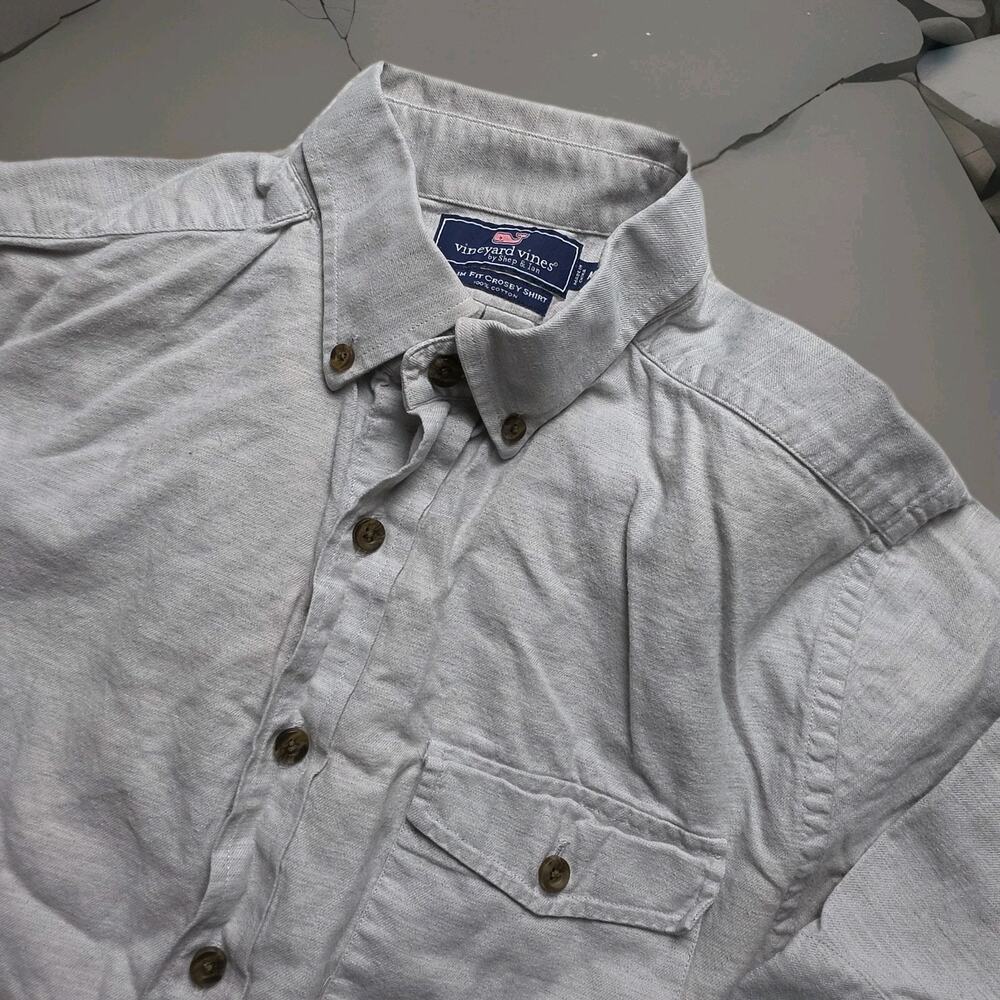 Vineyard Vines Slim Fit Crosby Shirt Long Sleeve Button Down Medium Gray